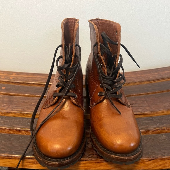 Frye Brown Leather Combat Boots - Picture 4 of 9